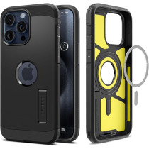 Spigen Magnetic Tough Armor MagFit Designed For iPhone 15 Pro Max Case, Military-Grade Protection Kickstand Compatible With MagSafe 2023, Black, ACS06594