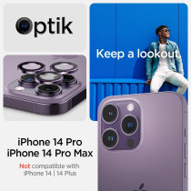 Spigen Camera Lens Screen Protector GlasTR EZ Fit Optik Pro Designed For iPhone 14 Pro Max/iPhone 14 Pro Case Friendly, Deep Purple, 2 Pack, AGL05597