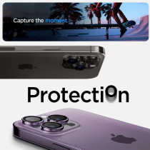 Spigen Camera Lens Screen Protector GlasTR EZ Fit Optik Pro Designed For iPhone 14 Pro Max/iPhone 14 Pro Case Friendly, Deep Purple, 2 Pack, AGL05597