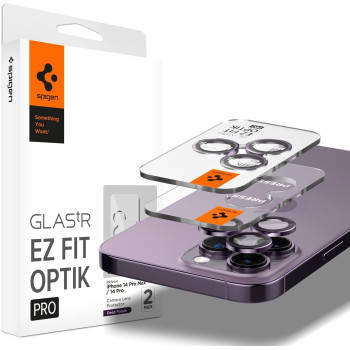 Spigen Camera Lens Screen Protector GlasTR EZ Fit Optik Pro Designed For iPhone 14 Pro Max/iPhone 14 Pro Case Friendly, Deep Purple, 2 Pack, AGL05597