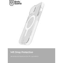 Bodyguardz Ace Pro For iPhone 15 Case, Heavy Duty Shockproof Cover With 18FT Military Grade Drop Tested, Compatible With MagSafe, Wireless Charging, Responsive Buttons, Clear/White, B0008ECR23A4E01