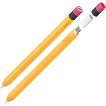 Elago Classic Pencil Case Compatible With Apple Pencil 1st Generation And Lightning Adapter, (Adapter Not Included), Protective Silicone Skin Cover Sleeve, Yellow, EAPEN1-SC-LTN-YE