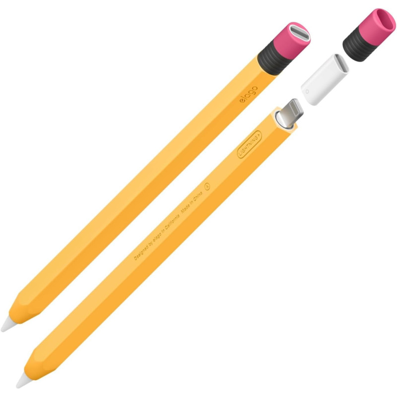 Elago Classic Pencil Case Compatible With Apple Pencil 1st Generation And Lightning Adapter, (Adapter Not Included), Protective Silicone Skin Cover Sleeve, Yellow, EAPEN1-SC-LTN-YE