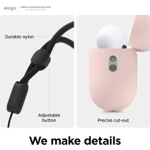 Elago Liquid Hybrid Case Compatible With AirPods Pro 2nd Generation Case Cover With Lanyard Compatible With AirPods Pro 2 Case, Triple Layer Protection, Dust Resistant, Shockproof, Pink, EAPP2RH-BA+ROSTR