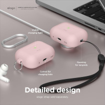 Elago Compatible With AirPods Pro 2 Case 2022, Silicone Case With Keychain Compatible With Apple AirPods Pro 2nd Generation Case, Front LED Visible, Supports Wireless Charging, Lovely Pink, EAPP2SC-HANG-LPK