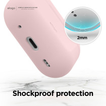 Elago Compatible With AirPods Pro 2 Case 2022, Silicone Case With Keychain Compatible With Apple AirPods Pro 2nd Generation Case, Front LED Visible, Supports Wireless Charging, Lovely Pink, EAPP2SC-HANG-LPK