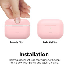 Elago Compatible With AirPods Pro 2 Case 2022, Silicone Case With Keychain Compatible With Apple AirPods Pro 2nd Generation Case, Front LED Visible, Supports Wireless Charging, Lovely Pink, EAPP2SC-HANG-LPK