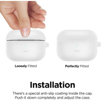 Elago Silicone Cover Compatible With Apple Pro Case Keychain Included, Supports Wireless Charging, Perfect Protection, Slim And Lightweight, White, EAPPSM-HANG-LUBL