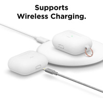 Elago Silicone Cover Compatible With Apple Pro Case Keychain Included, Supports Wireless Charging, Perfect Protection, Slim And Lightweight, White, EAPPSM-HANG-LUBL
