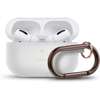 Elago Silicone Cover Compatible With Apple Pro Case Keychain Included, Supports Wireless Charging, Perfect Protection, Slim And Lightweight, White, EAPPSM-HANG-LUBL