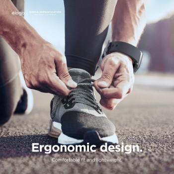 Elago Sport Band Compatible With Apple Watch Band Ultra2/Ultra/SE/9/8/7/6/5/4/3/2/1 Compatible With iWatch/38mm/40mm/42mm/44mm/45mm/49mm Premium Fluoro Rubber Material, Black, EAW-BAND-40BK