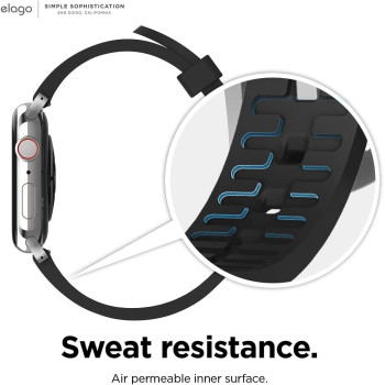 Elago Sport Band Compatible With Apple Watch Band Ultra2/Ultra/SE/9/8/7/6/5/4/3/2/1 Compatible With iWatch/38mm/40mm/42mm/44mm/45mm/49mm Premium Fluoro Rubber Material, Black, EAW-BAND-40BK