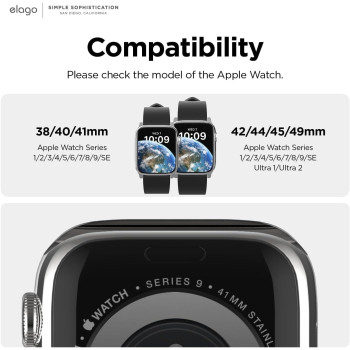 Elago Sport Band Compatible With Apple Watch Band Ultra2/Ultra/SE/9/8/7/6/5/4/3/2/1 Compatible With iWatch/38mm/40mm/42mm/44mm/45mm/49mm Premium Fluoro Rubber Material, Black, EAW-BAND-40BK