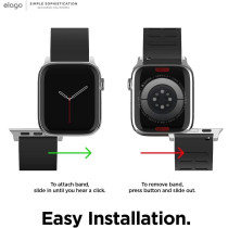 Elago Sport Band Compatible With Apple Watch Band Ultra2/Ultra/SE/9/8/7/6/5/4/3/2/1 Compatible With iWatch/38mm/40mm/42mm/44mm/45mm/49mm Premium Fluoro Rubber Material, Black, EAW-BAND-40BK