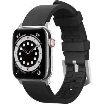 Elago Sport Band Compatible With Apple Watch Band Ultra2/Ultra/SE/9/8/7/6/5/4/3/2/1 Compatible With iWatch/38mm/40mm/42mm/44mm/45mm/49mm Premium Fluoro Rubber Material, Black, EAW-BAND-40BK