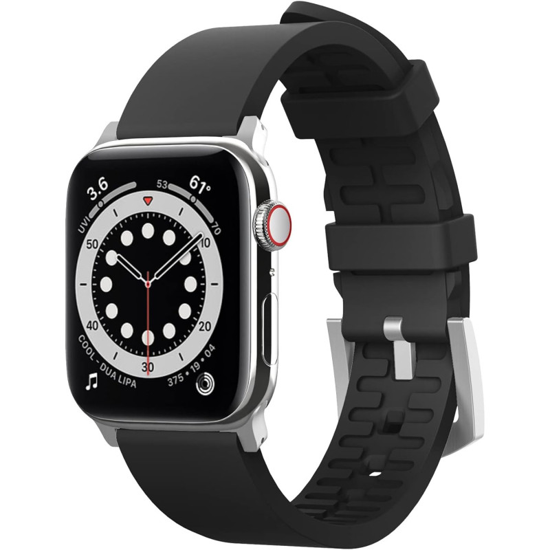 Elago Sport Band Compatible With Apple Watch Band Ultra2/Ultra/SE/9/8/7/6/5/4/3/2/1 Compatible With iWatch/38mm/40mm/42mm/44mm/45mm/49mm Premium Fluoro Rubber Material, Black, EAW-BAND-40BK