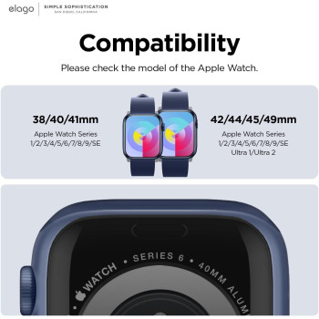 Elago Sport Band Compatible With Apple Watch Band Ultra2/Ultra/SE/9/8/7/6/5/4/3/2/1 Compatible With iWatch 38mm/40mm/42mm/44mm/45mm/49mm Premium Fluoro Rubber Material, Jean Indigo, EAW-BAND-40BK