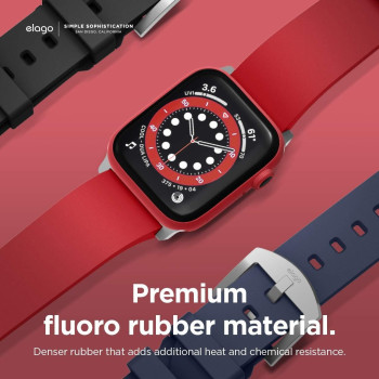 Elago Sport Band Compatible With Apple Watch Band Ultra2/Ultra/SE/9/8/7/6/5/4/3/2/1 Compatible With iWatch 38mm/40mm/42mm/44mm/45mm/49mm-Premium Fluoro Rubber Material, Red, EAW-BAND-40BK