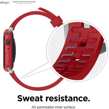 Elago Sport Band Compatible With Apple Watch Band Ultra2/Ultra/SE/9/8/7/6/5/4/3/2/1 Compatible With iWatch 38mm/40mm/42mm/44mm/45mm/49mm-Premium Fluoro Rubber Material, Red, EAW-BAND-40BK