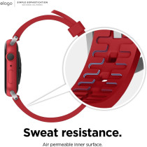 Elago Sport Band Compatible With Apple Watch Band Ultra2/Ultra/SE/9/8/7/6/5/4/3/2/1 Compatible With iWatch 38mm/40mm/42mm/44mm/45mm/49mm-Premium Fluoro Rubber Material, Red, EAW-BAND-40BK