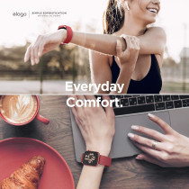 Elago Sport Band Compatible With Apple Watch Band Ultra2/Ultra/SE/9/8/7/6/5/4/3/2/1 Compatible With iWatch 38mm/40mm/42mm/44mm/45mm/49mm-Premium Fluoro Rubber Material, Red, EAW-BAND-40BK