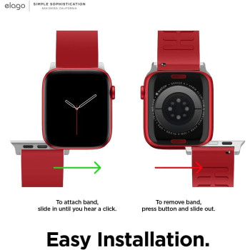 Elago Sport Band Compatible With Apple Watch Band Ultra2/Ultra/SE/9/8/7/6/5/4/3/2/1 Compatible With iWatch 38mm/40mm/42mm/44mm/45mm/49mm-Premium Fluoro Rubber Material, Red, EAW-BAND-40BK