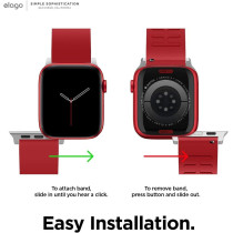 Elago Sport Band Compatible With Apple Watch Band Ultra2/Ultra/SE/9/8/7/6/5/4/3/2/1 Compatible With iWatch 38mm/40mm/42mm/44mm/45mm/49mm-Premium Fluoro Rubber Material, Red, EAW-BAND-40BK
