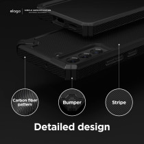Elago Armor Compatible With Samsung Galaxy S22 Case 6.1inch-US Military Grade Drop Protection, Heavy-Duty Protective Case, Carbon Fiber, Tough Rugged Design, Shockproof Bumper Cover, Black, EGS22AM62-BK