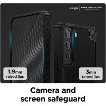 Elago Armor Compatible With Samsung Galaxy S22 Case 6.1inch-US Military Grade Drop Protection, Heavy-Duty Protective Case, Carbon Fiber, Tough Rugged Design, Shockproof Bumper Cover, Black, EGS22AM62-BK