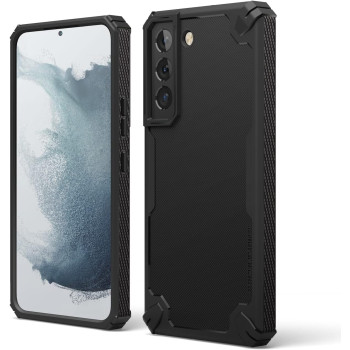 Elago Armor Compatible With Samsung Galaxy S22 Case 6.1inch-US Military Grade Drop Protection, Heavy-Duty Protective Case, Carbon Fiber, Tough Rugged Design, Shockproof Bumper Cover, Black, EGS22AM62-BK
