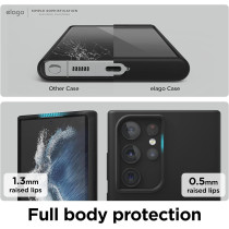 Elago Compatible With Samsung Galaxy S22 Ultra Case Liquid Silicone Case, Full Body Screen Camera Protective Cover, Shockproof, Slim Phone Case, Anti-Scratch Soft Microfiber Lining, 6.8 inch, Black, EGS22SC68