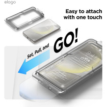 Elago Tempered Glass Plus Screen Protector Compatible With Samsung Galaxy S24, 9H Surface Hardness, Anti-Fingerprint, Shatter-Proof, Curved Full Coverage, Scratch Protection, Crystal Clear Clarity, EGS24-62TG