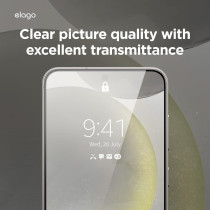 Elago Tempered Glass Plus Screen Protector Compatible With Samsung Galaxy S24, 9H Surface Hardness, Anti-Fingerprint, Shatter-Proof, Curved Full Coverage, Scratch Protection, Crystal Clear Clarity, EGS24-62TG