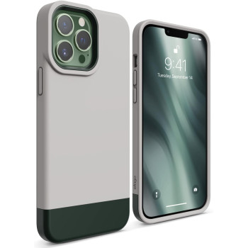 Elago Glide Armor Case Designed For iPhone 13 Pro Max Case, Drop Protection, Shockproof Protective TPU Cover, Upgraded Shockproof, Mix And Match Parts, Enhanced Camera Guard, Stone/Dark Green, ES13GL67-STDGR