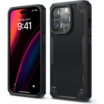 Elago Armor Compatible With iPhone 14 Pro Case 6.1 Inch US Military Grade Drop Protection, Heavy-Duty Protective Case, Carbon Fiber Texture, Tough Rugged Design, Shockproof Bumper Cover, Black, ES14AM61PRO-BK