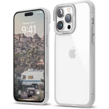 Elago Dual Clear Case Compatible With iPhone 14 Pro Max Case Clear 6.7 Inch PC Plus TPU Hybrid Technology, Reduced Yellowing, Crystal Clear, Shockproof Bumper Cover, Full Body Protection, White, ES14DU67PRO-WH