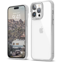 Elago Dual Clear Case Compatible With iPhone 14 Pro Max Case Clear 6.7 Inch PC Plus TPU Hybrid Technology, Reduced Yellowing, Crystal Clear, Shockproof Bumper Cover, Full Body Protection, White, ES14DU67PRO-WH