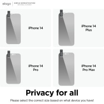 Elago Privacy Glass Plus Screen Protector Compatible With iPhone 14 Pro Protect Privacy, 9H Surface Hardness, Shatter-Proof, Scratch Protection, ES14PRO-61PR