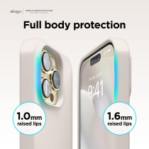 Elago Compatible With iPhone 14 Pro Case, Liquid Silicone Case, Full Body Protective Cover, Shockproof, Slim Phone Case, Anti-Scratch Soft Microfiber Lining, 6.1 inch, Stone, ES14SC61PRO-ST