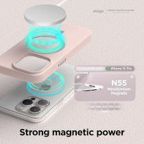 Elago Magnetic Silicone Case Compatible With iPhone 15 Pro Case 6.1 Inch Compatible With All MagSafe Accessories Built-In Magnets, Soft Grip Silicone, Shockproof, Lovely Pink, ES!5MSSC61PRO-LPK