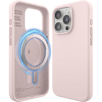 Elago Magnetic Silicone Case Compatible With iPhone 15 Pro Case 6.1 Inch Compatible With All MagSafe Accessories Built-In Magnets, Soft Grip Silicone, Shockproof, Lovely Pink, ES!5MSSC61PRO-LPK