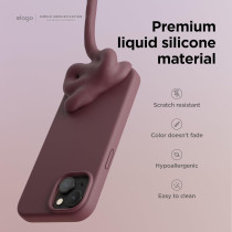 Elago Compatible With iPhone 15 Case, Liquid Silicone Case, Full Body Protective Cover, Shockproof, Slim Phone Case, Anti-Scratch Soft Microfiber Lining, 6.1 inch, Burgundy, ES15SC61-BGD