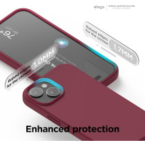 Elago Compatible With iPhone 15 Case, Liquid Silicone Case, Full Body Protective Cover, Shockproof, Slim Phone Case, Anti-Scratch Soft Microfiber Lining, 6.1 inch, Burgundy, ES15SC61-BGD