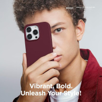 Elago Compatible With iPhone 15 Case, Liquid Silicone Case, Full Body Protective Cover, Shockproof, Slim Phone Case, Anti-Scratch Soft Microfiber Lining, 6.1 inch, Burgundy, ES15SC61-BGD