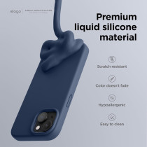 Elago Compatible With iPhone 15 Plus Case, Liquid Silicone Case, Full Body Protective Cover, Shockproof, Slim Phone Case, Anti-Scratch Soft Microfiber Lining, 6.7 inch, Jean Indigo, ES15SC67-JIN