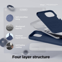 Elago Compatible With iPhone 15 Plus Case, Liquid Silicone Case, Full Body Protective Cover, Shockproof, Slim Phone Case, Anti-Scratch Soft Microfiber Lining, 6.7 inch, Jean Indigo, ES15SC67-JIN