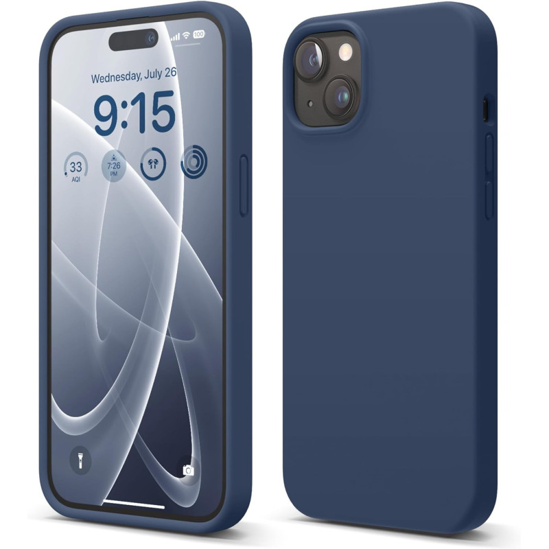 Elago Compatible With iPhone 15 Plus Case, Liquid Silicone Case, Full Body Protective Cover, Shockproof, Slim Phone Case, Anti-Scratch Soft Microfiber Lining, 6.7 inch, Jean Indigo, ES15SC67-JIN