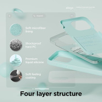 Elago Compatible With iPhone 15 Pro Max Case, Liquid Silicone Case, Full Body Protective Cover, Shockproof, Slim Phone Case, Anti-Scratch Soft Microfiber Lining, 6.7 inch, Aqua Sky, ES15SC67PRO-ASKY
