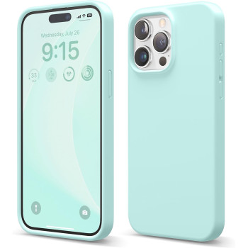 Elago Compatible With iPhone 15 Pro Max Case, Liquid Silicone Case, Full Body Protective Cover, Shockproof, Slim Phone Case, Anti-Scratch Soft Microfiber Lining, 6.7 inch, Aqua Sky, ES15SC67PRO-ASKY