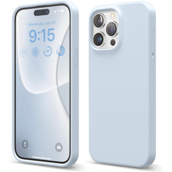 Elago Compatible With iPhone 15 Pro Max Case, Liquid Silicone Case, Full Body Protective Cover, Shockproof, Slim Phone Case, Anti-Scratch Soft Microfiber Lining, 6.7 inch, Light Blue, ES15SC67PRO-LBL